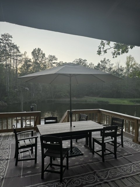 Covered porch view over the deck